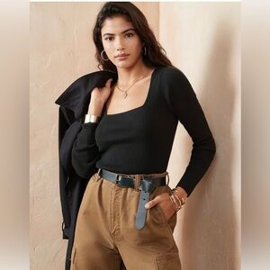 Banana Republic Square Neck Sweater Black